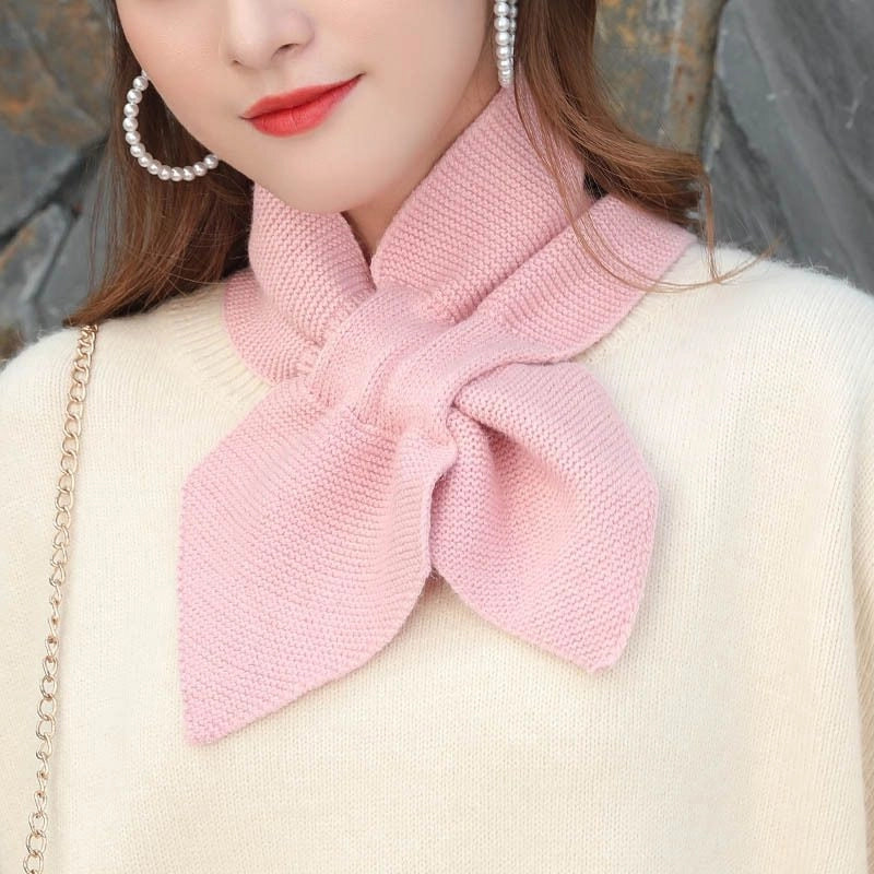 Knitted Small Scarf Women's Autumn And Winter Cross Bow Fishtail Decorative Wool Scarf Evening And Evening