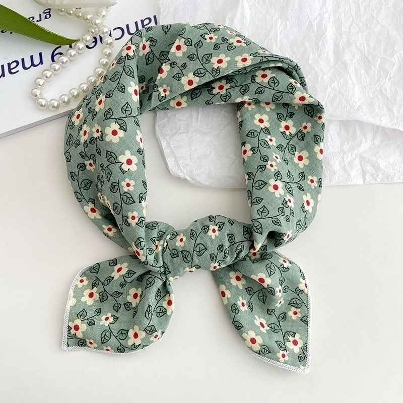 Women's Sweet Minimalist Color Block Cotton And Linen Printing Scarf