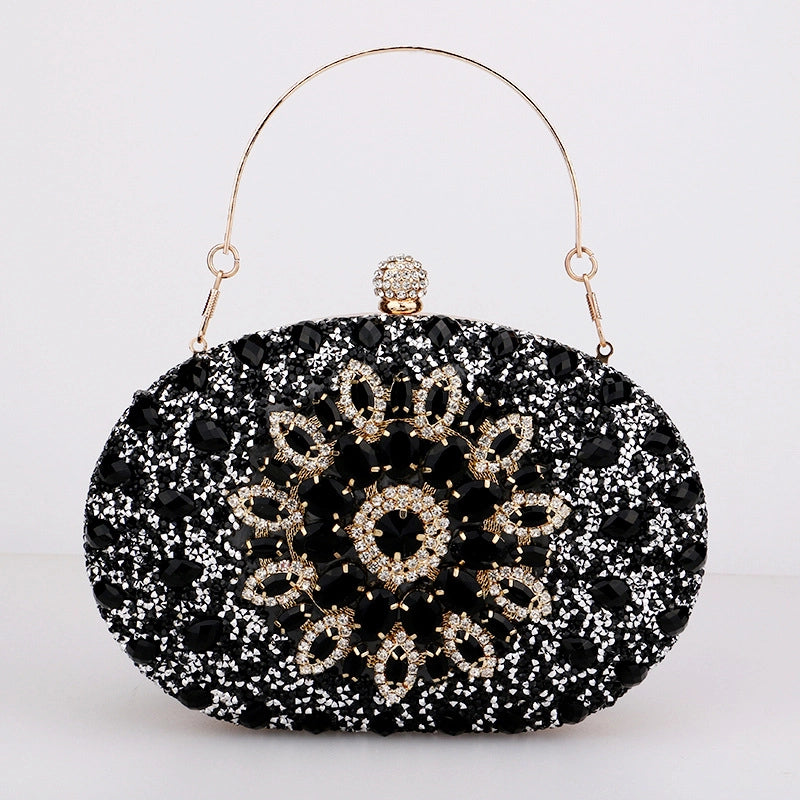 Champagne Rose Red Sky Blue Polyester Solid Color Oval Evening Bags