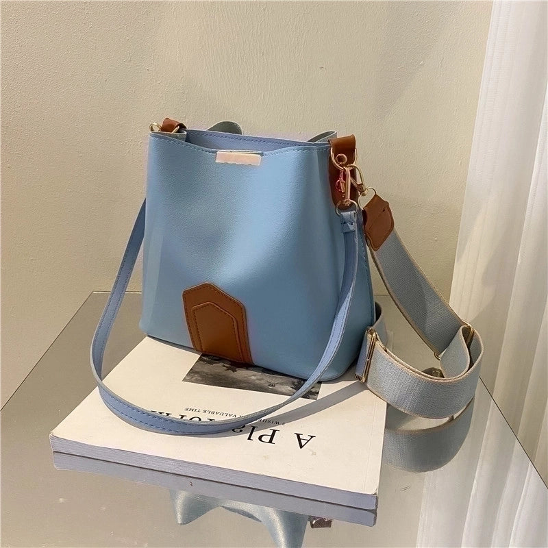 Women's Small Pu Leather Solid Color Preppy Style Bucket Magnetic Buckle Bucket Bag