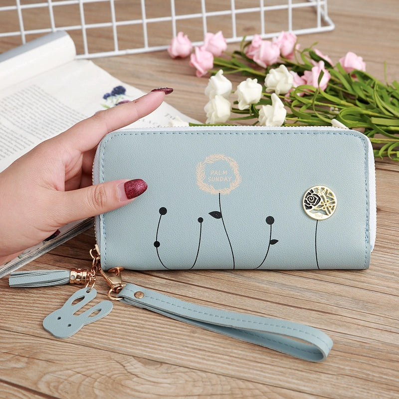 Korean Printing Medium Long Single Pull Wallet