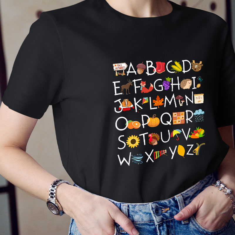 Fall Alphabet Teacher T-Shirt