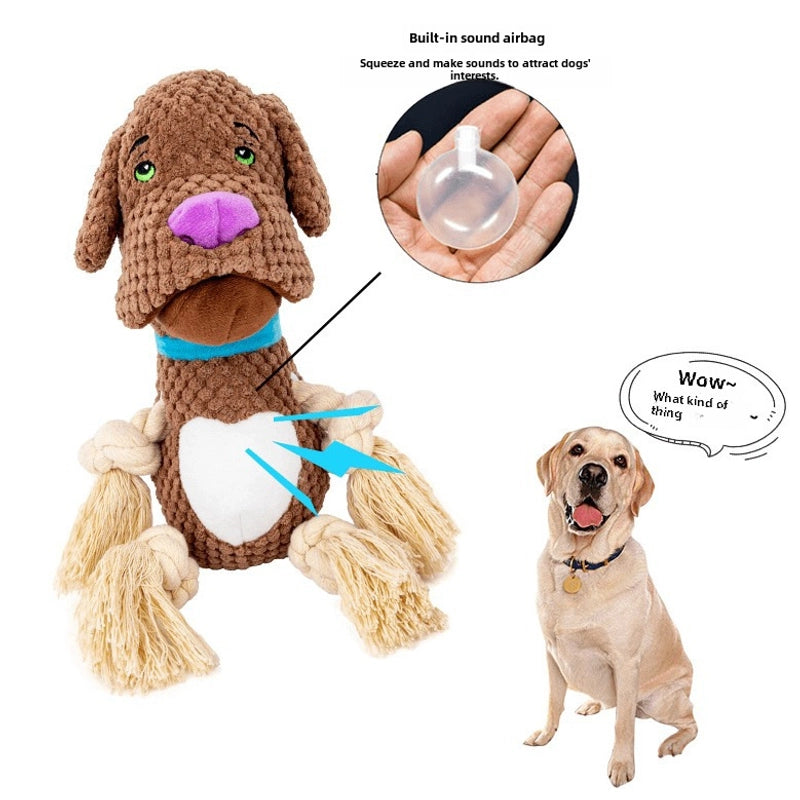 Dog Plush Toy Sound Bite-resistant Cotton Rope Dog Bite Molar Interactive Large Dog Puppy Pet Supplies
