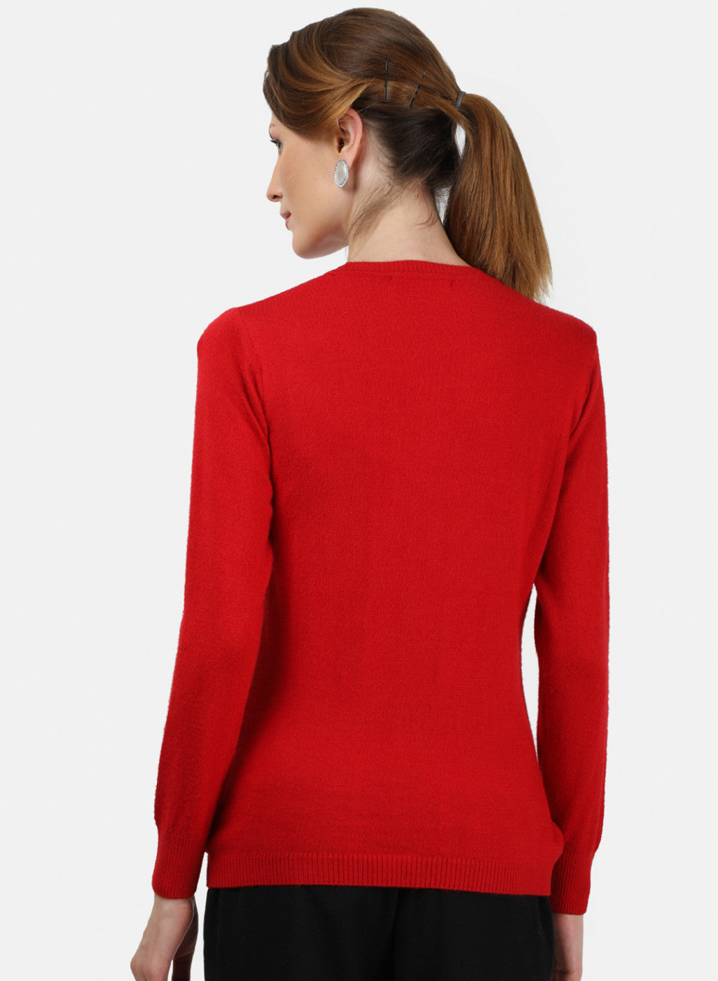 Women Red Solid Cardigan