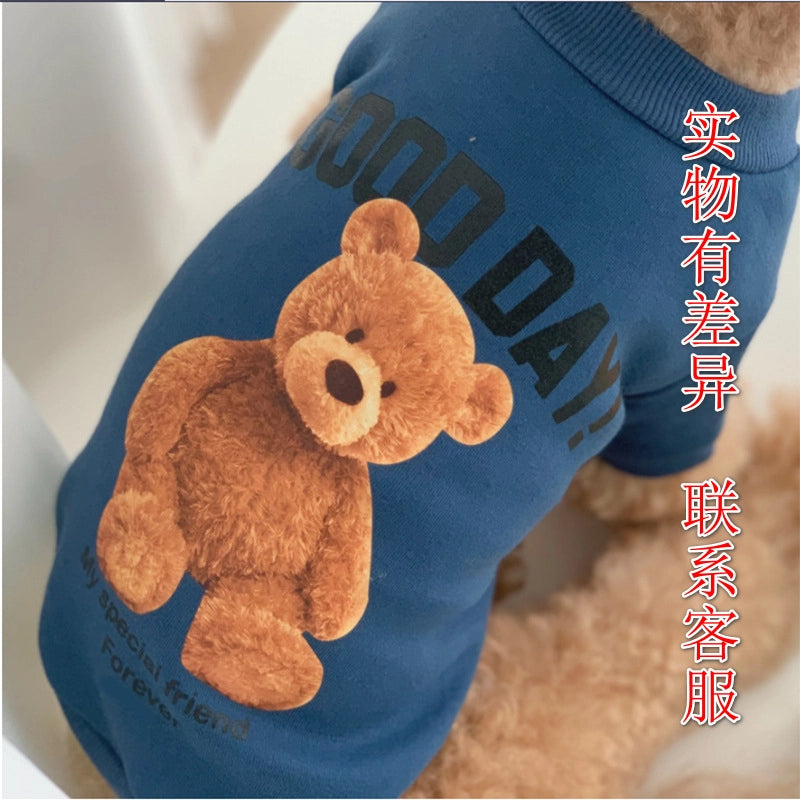 Autumn/winter Cute Dog Cat Crossbody Zipper Warm Clothes Pet Supplies Yellow Bear Frog Bear French Bulldog Clothes