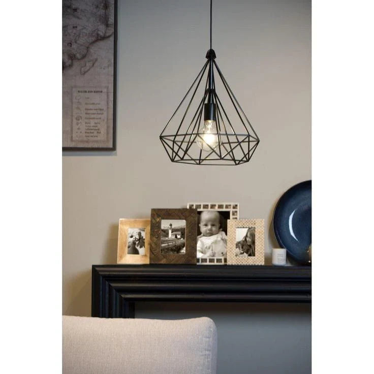 Sparkling Diamond Drop Pendant Lamp with vintage edison bulb