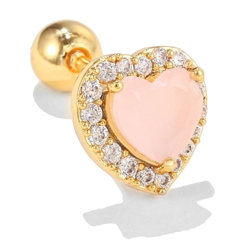 5 Pieces Sweet Heart Shape Copper Inlaid Zircon Drop Earrings Ear Studs 1 Piece