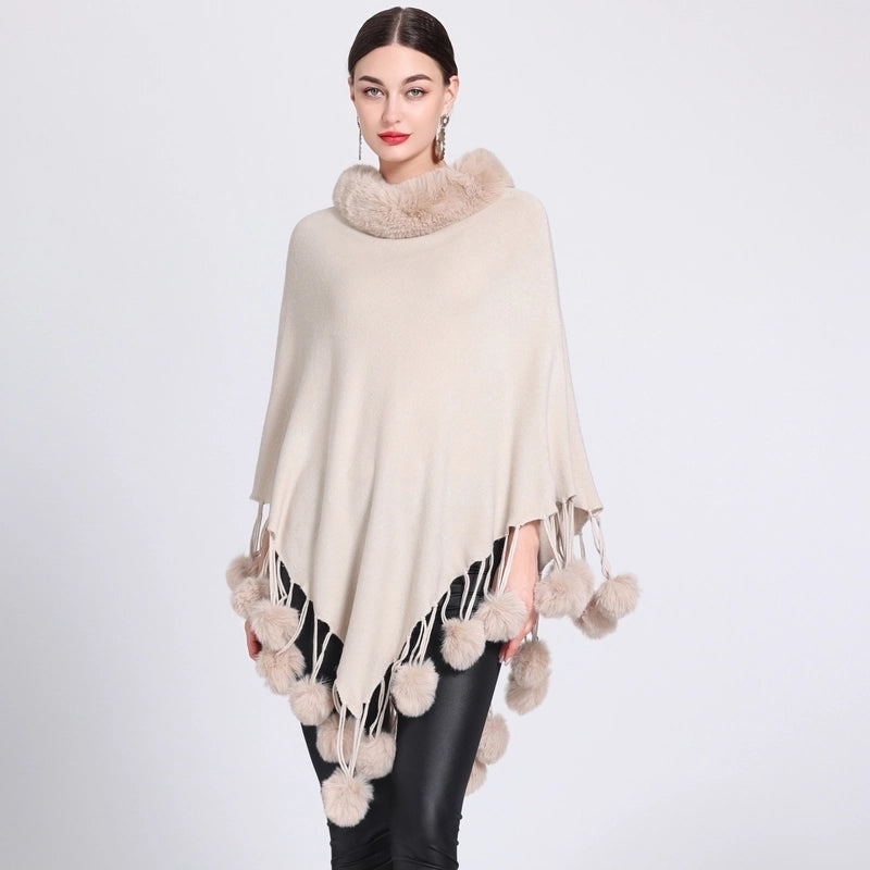 Women's Minimalist Solid Color Imitation Cashmere Polyester Tassel Shawl