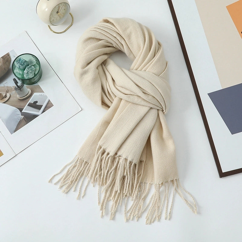 Cashmere Scarf Women's Winter Hot Imitation Cashmere Scarf Men's Shawl  Thickened Double-sided Wool Scarf
