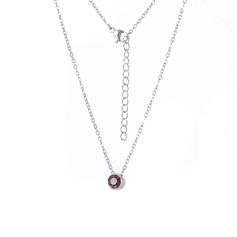 Stainless Steel 18K Gold Plated Rose Gold Plated IG Style Plating Inlay Round Birthstone Pendant Necklace
