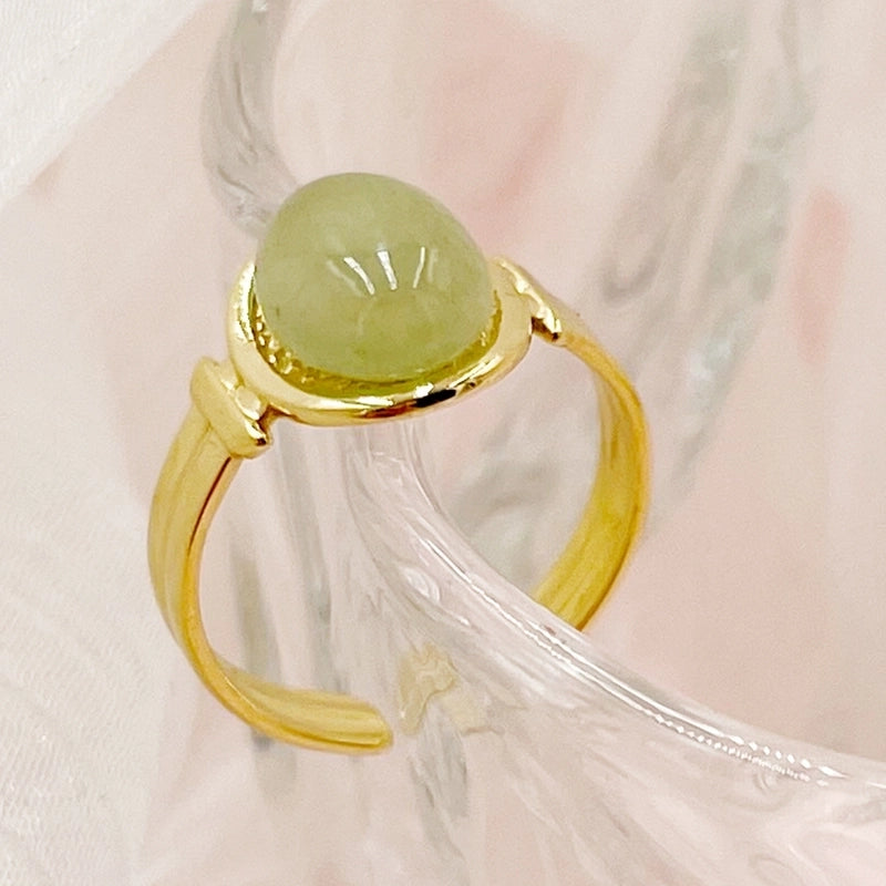 304 Stainless Steel Gold Plated Casual Minimalist Commute Plating Inlay Oval Natural Stone Open Rings