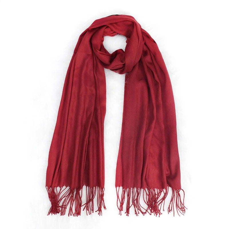 Autumn And Winter Solid Color Cashmere Scarf Women's Red Annual Meeting Printed LOGO Embroidery 200g Warm Shawl Scarf