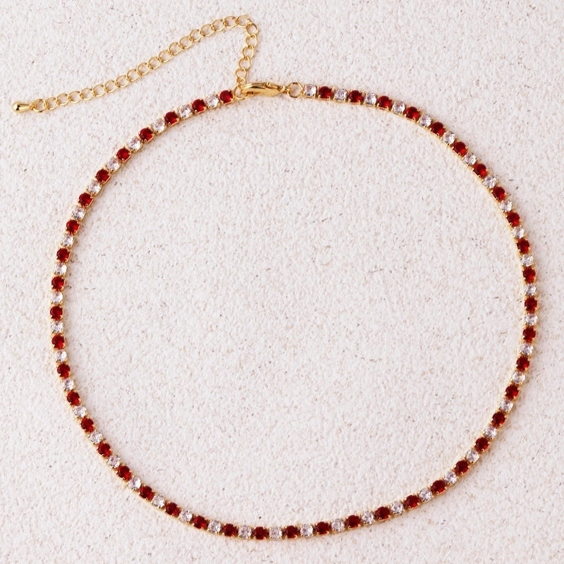 Copper Inlay Solid Color Zircon Copper Necklaces