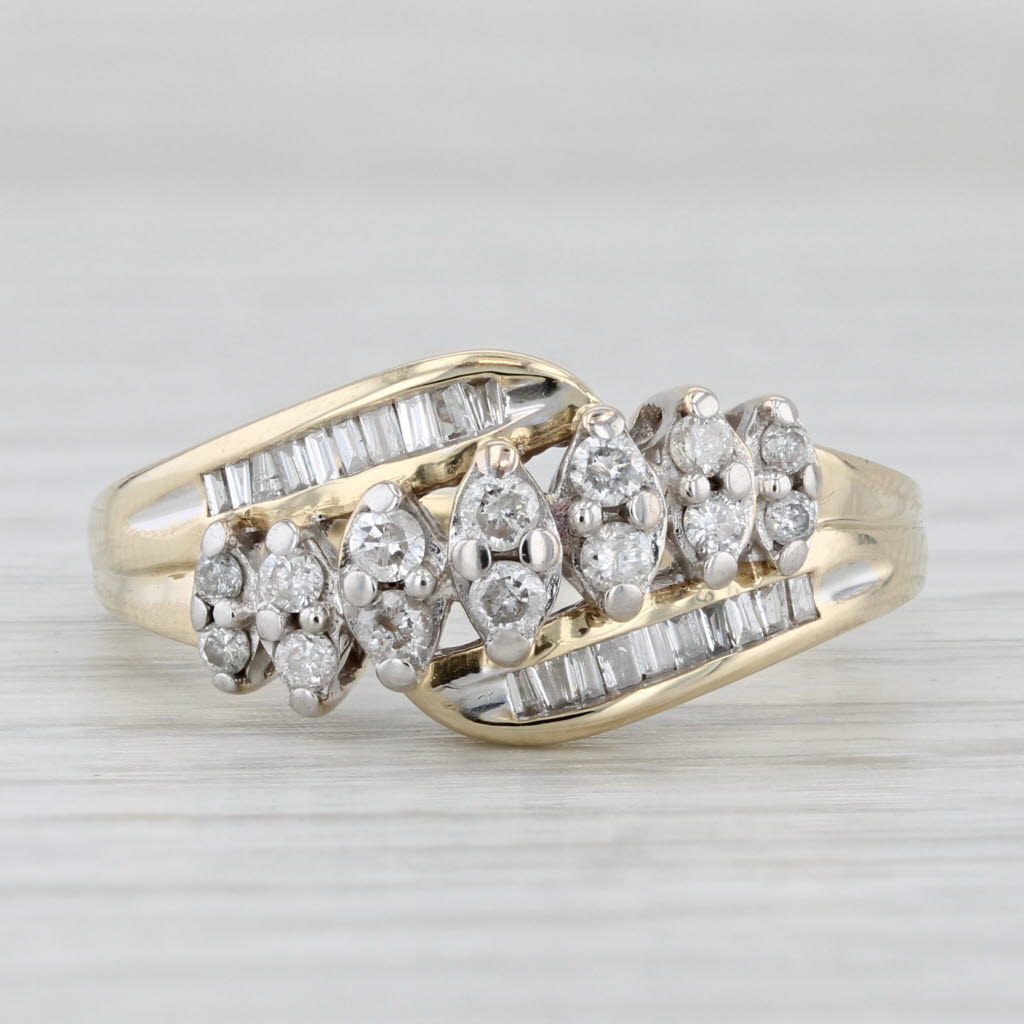 0.50ctw Tiered Diamond Bypass Ring 10k Yellow Gold Size 9