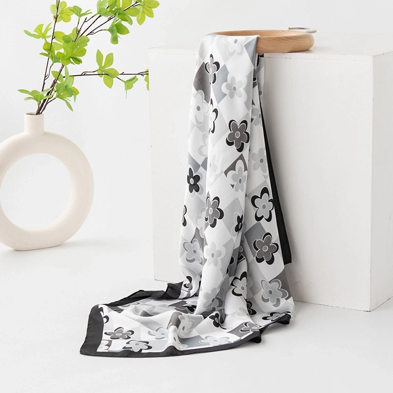 Women's Sweet Color Block Polyester Printing Silk Scarf