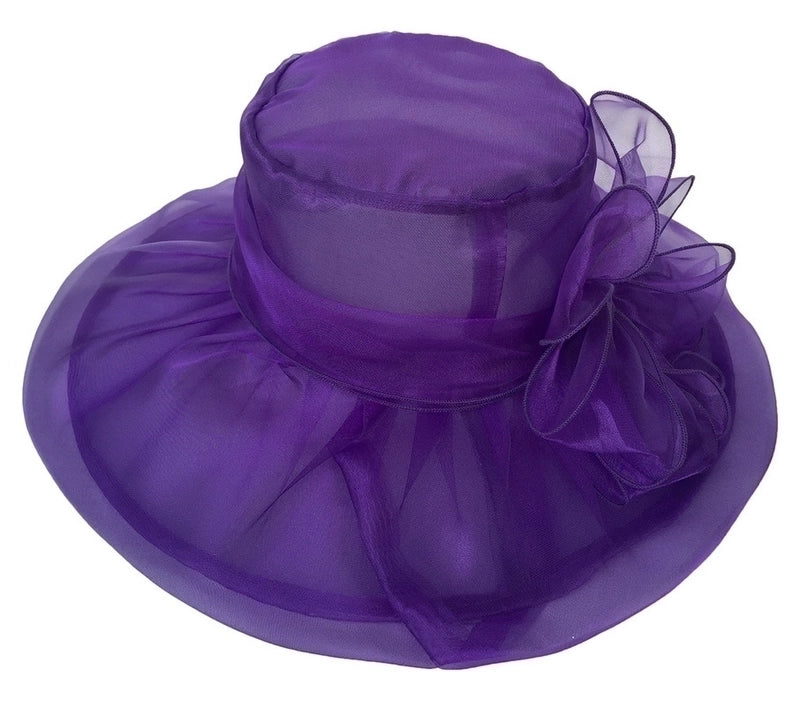 Women's Elegant Solid Color Flowers Wide Eaves Fedora Hat