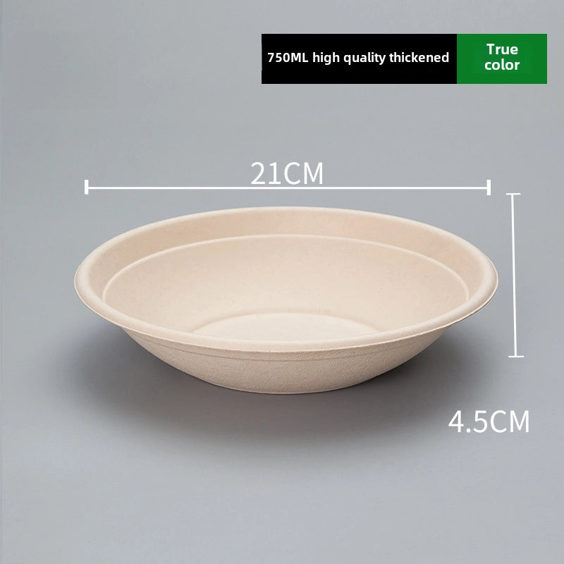 Disposable Paper Bowl Tableware Set Paper Bowl Commercial Household Bowl Degradable Whole Box Disposable Round Bowl