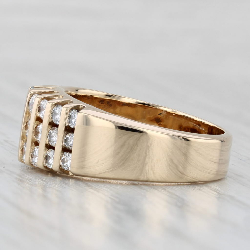 1.08ctw 3-Row Diamond Ring 14k Yellow Gold Size 6.5-6.75 Anniversary Band