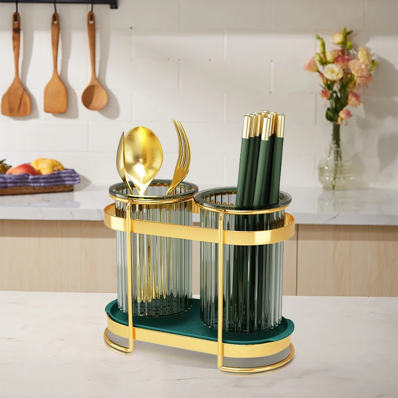 Luxury Kitchen Storage Tableware Drainer Rack Knife Spoon Fork Chopstick Wall Hanging Holder Storage Rack