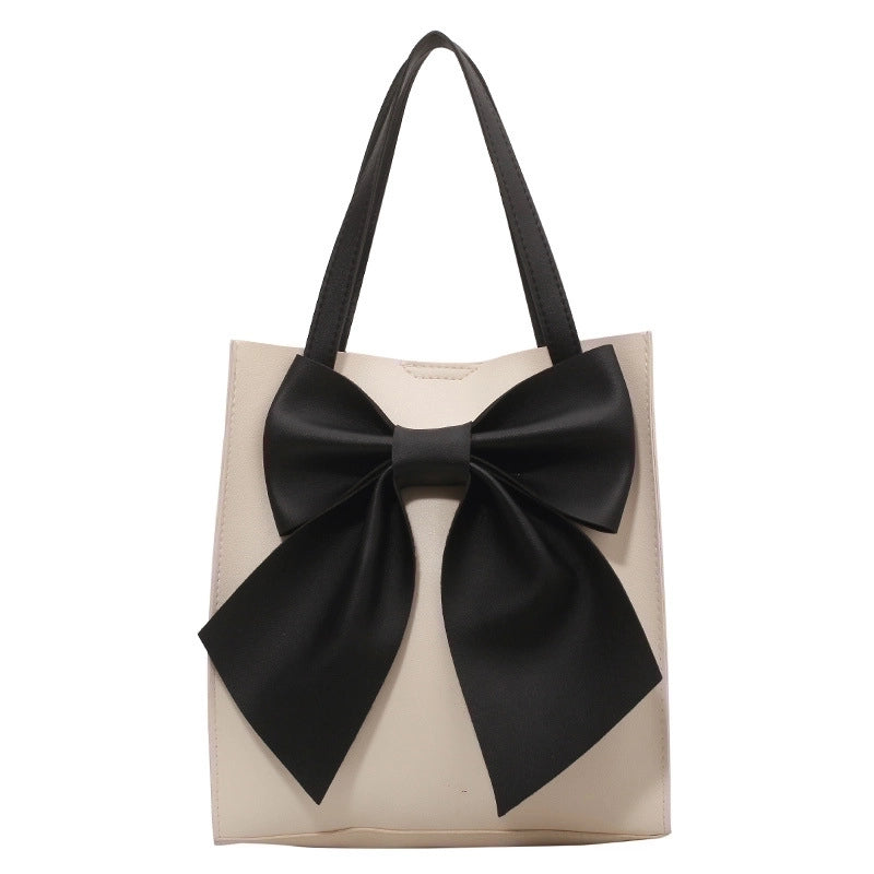 Women's Medium Pu Leather Bow Knot Streetwear Square Magnetic Buckle Handbag