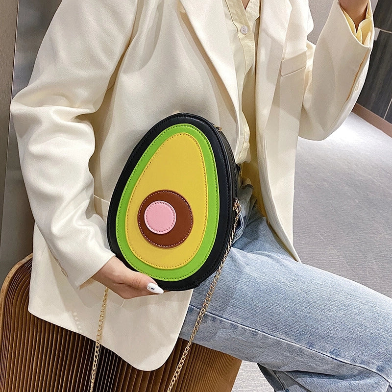 Women's Medium Pu Leather Fruit Cute Oval Zipper Crossbody Bag