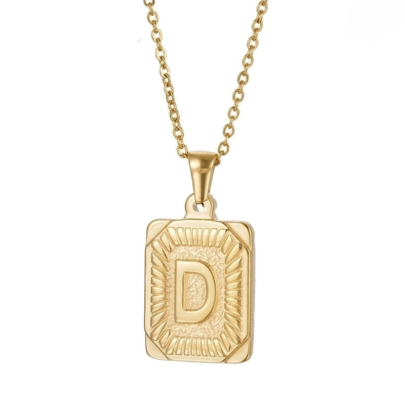 Retro Letter Square Stripe Stainless Steel Plating Necklace 1 Piece