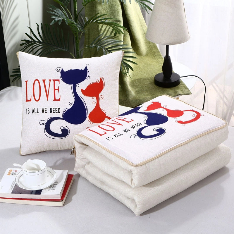 Pillow Quilt Dual-use Two-in-one Four-season Universal Car Thin Cushion Sleeping Blanket Activity Gift Printing