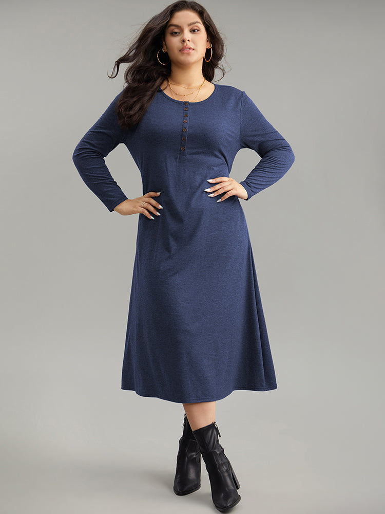 Solid Button Up Pocket Dress