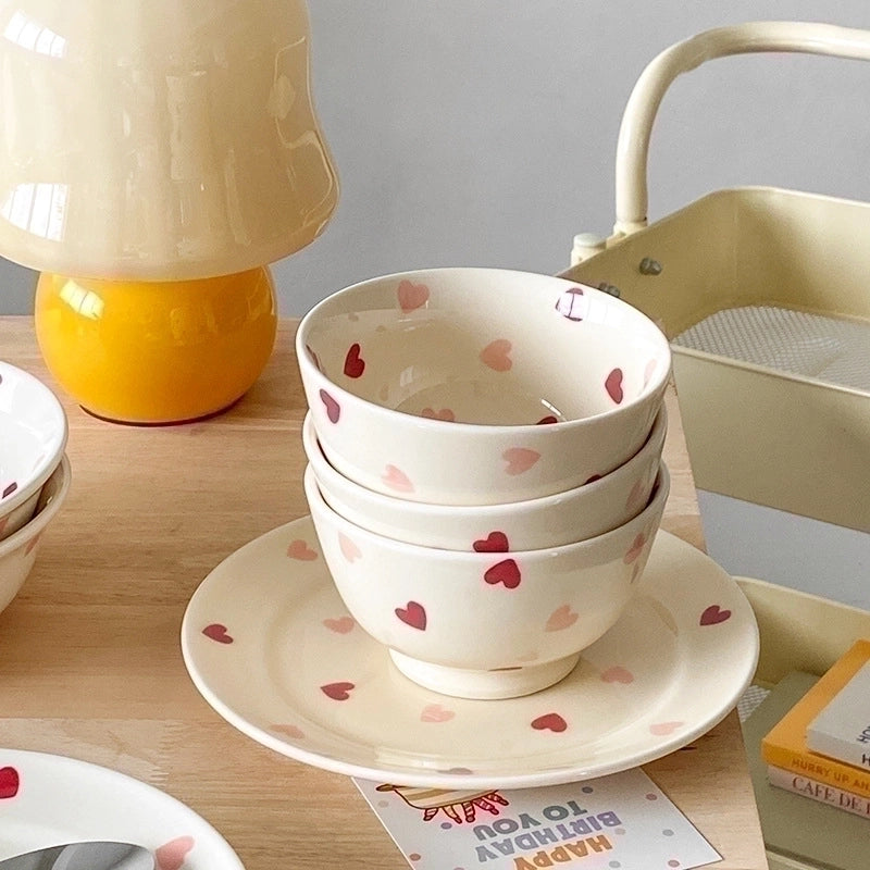 Cute Heart Ceramics Plate Tableware Mug 1 Piece