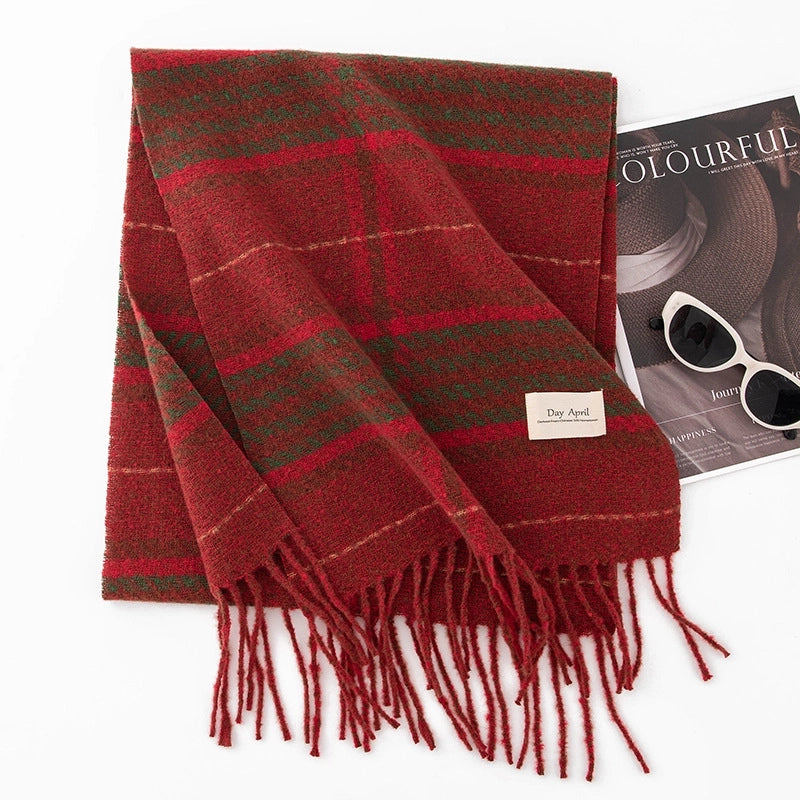 New Ladies Autumn And Winter Cashmere Scarf Fashion Plaid Shawl Warm Cold Scarf