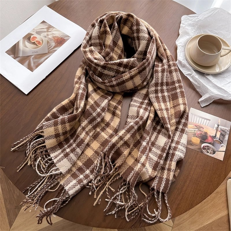 Unisex Business Basic Minimalist Tassel Imitation Cashmere Polyester Scarf