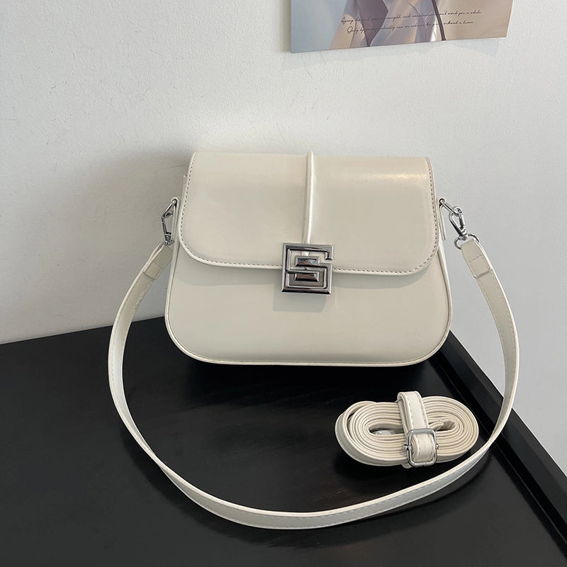Women's Medium Pu Leather Solid Color Vintage Style Classic Style Square Magnetic Buckle Shoulder Bag