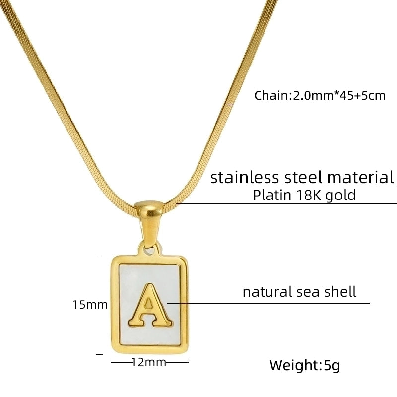 Stainless Steel 18K Gold Plated Casual  Plating Inlay Letter Shell Pendant Necklace