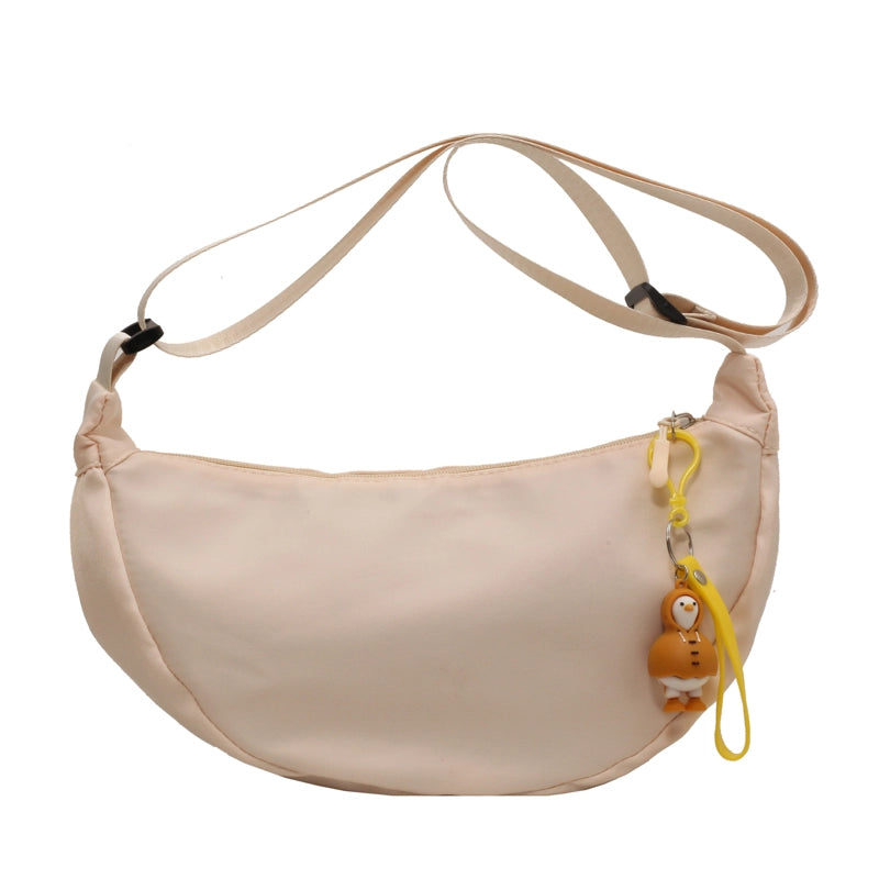 Women's Oxford Cloth Solid Color Streetwear Ornament Dumpling Shape Zipper Crossbody Bag