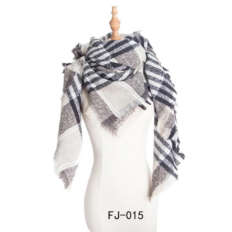 Autumn And Winter New Ring Yarn Thickened Double-sided Lattice Prick Scarf Scarf Women's Scarf Shawl Manufacturers