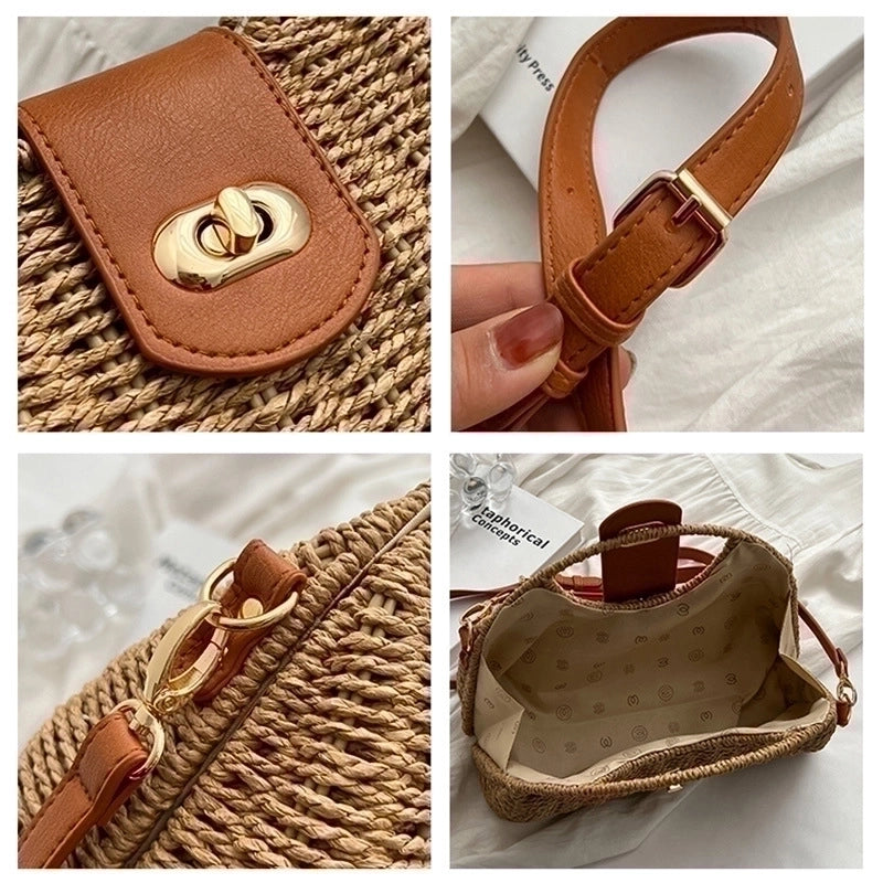 Women's Medium Summer Straw Fashion Handbag