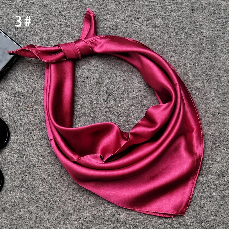 Women's Minimalist Solid Color Satin Printing Silk Scarf