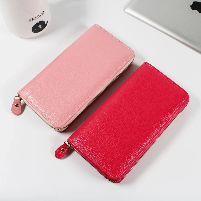 Women's Solid Color Pu Leather Zipper Wallets