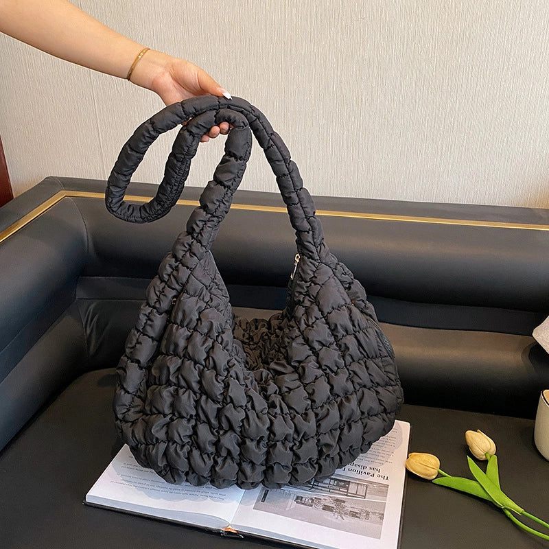Women's Large Nylon Solid Color Streetwear Zipper Cloud Shape Bag
