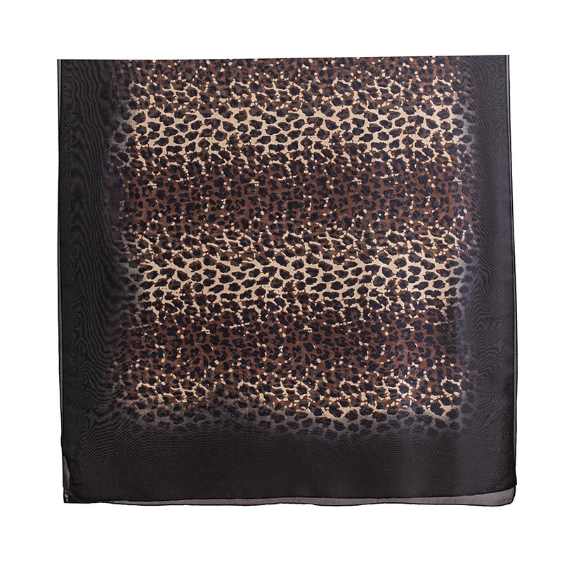 Women's Elegant Leaf Flower Leopard Polyester Silk Scarf