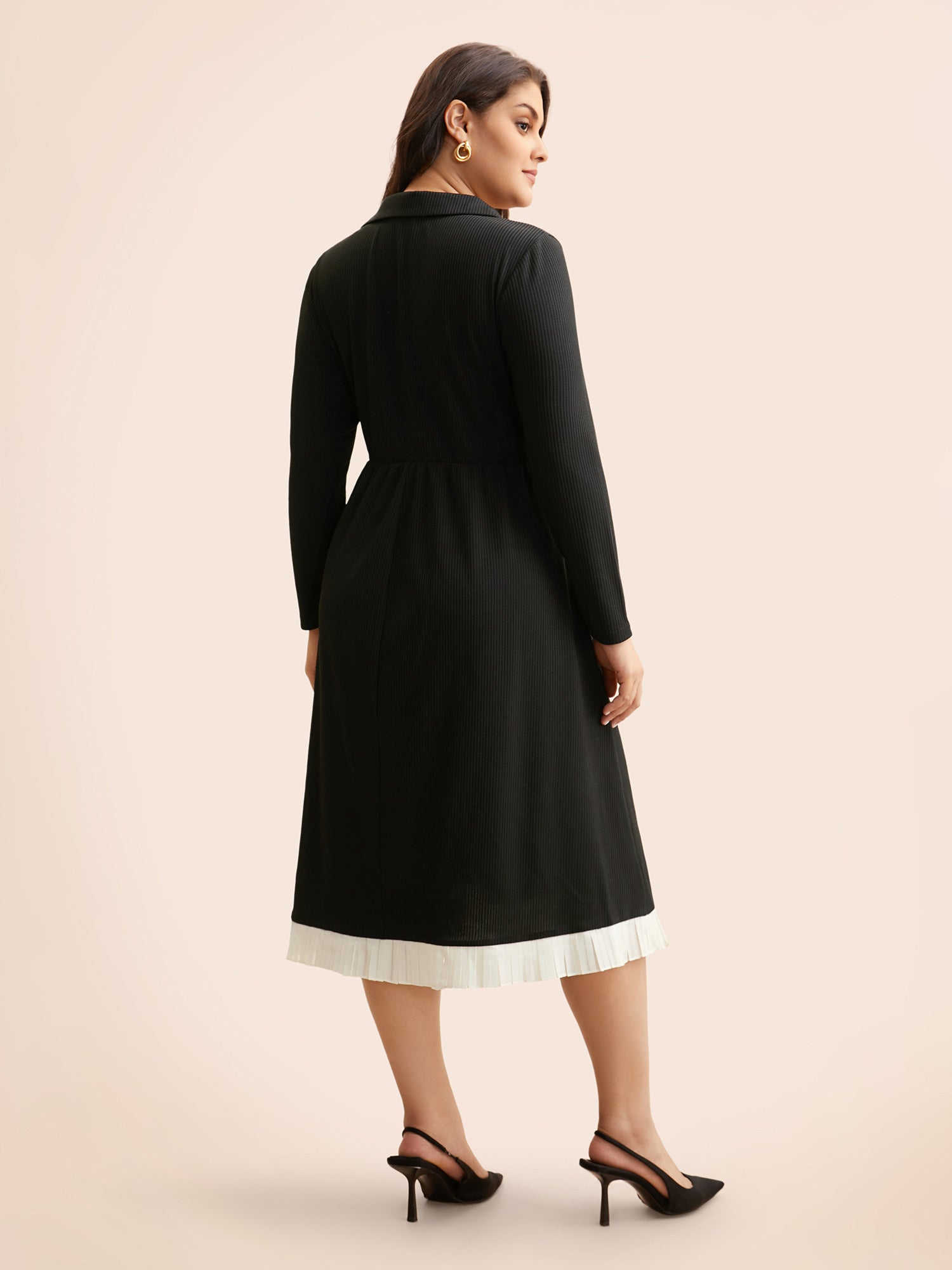 Texture Patchwork Pleated Metal Detail Dress