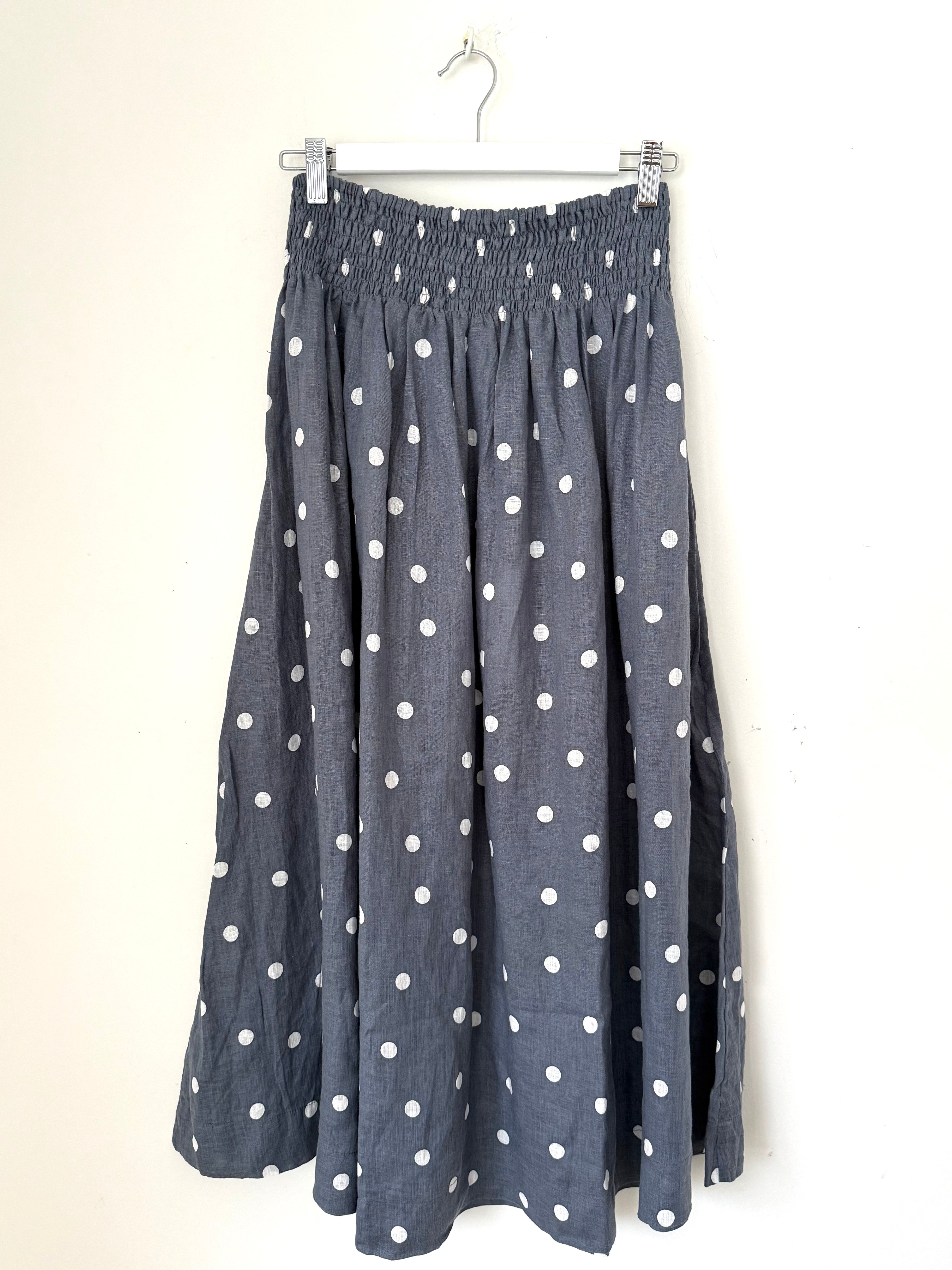 lulu skirt - grey spot linen