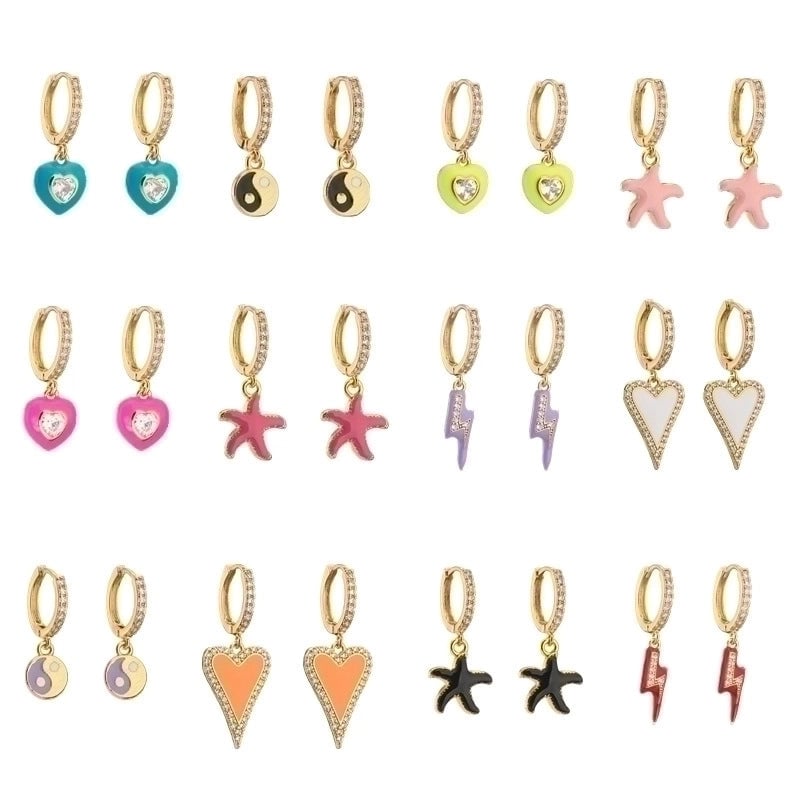 Cute Heart Plating Copper Zircon Copper Earrings