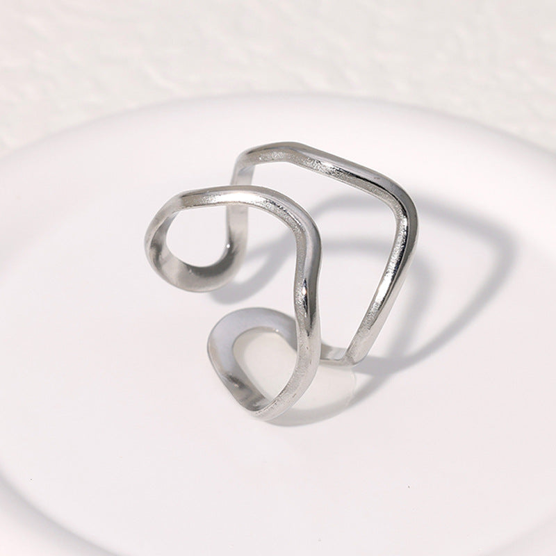 Open Ring Minimalist Stripe Geometric Stainless Steel Electroplating Rings