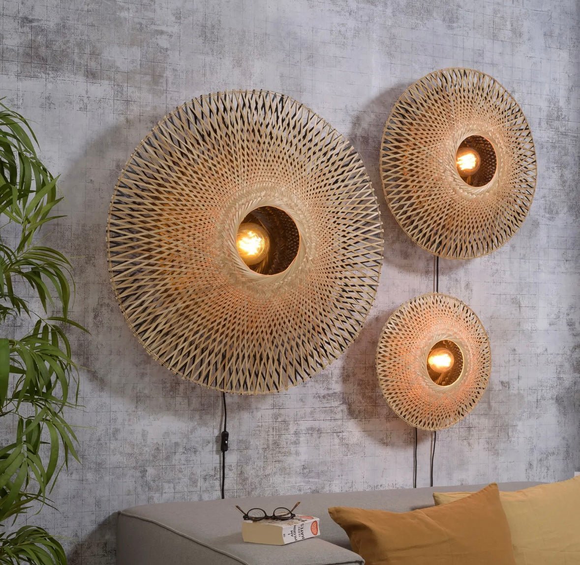 Rustic Wall-Mounted Woven Light with Natural Design