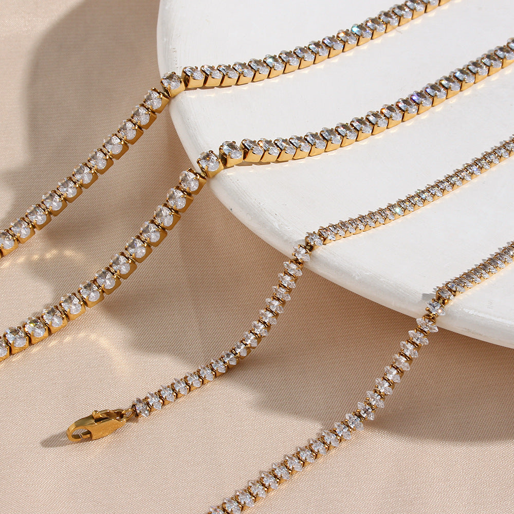 Fashion Stripe Geometric Stainless Steel 18K Gold Plated Necklaces