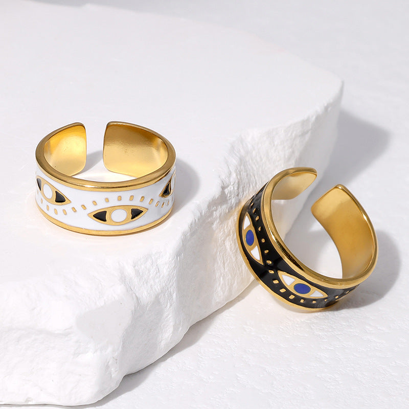 Open Ring Expressive Eye Stainless Steel Electroplating Rings