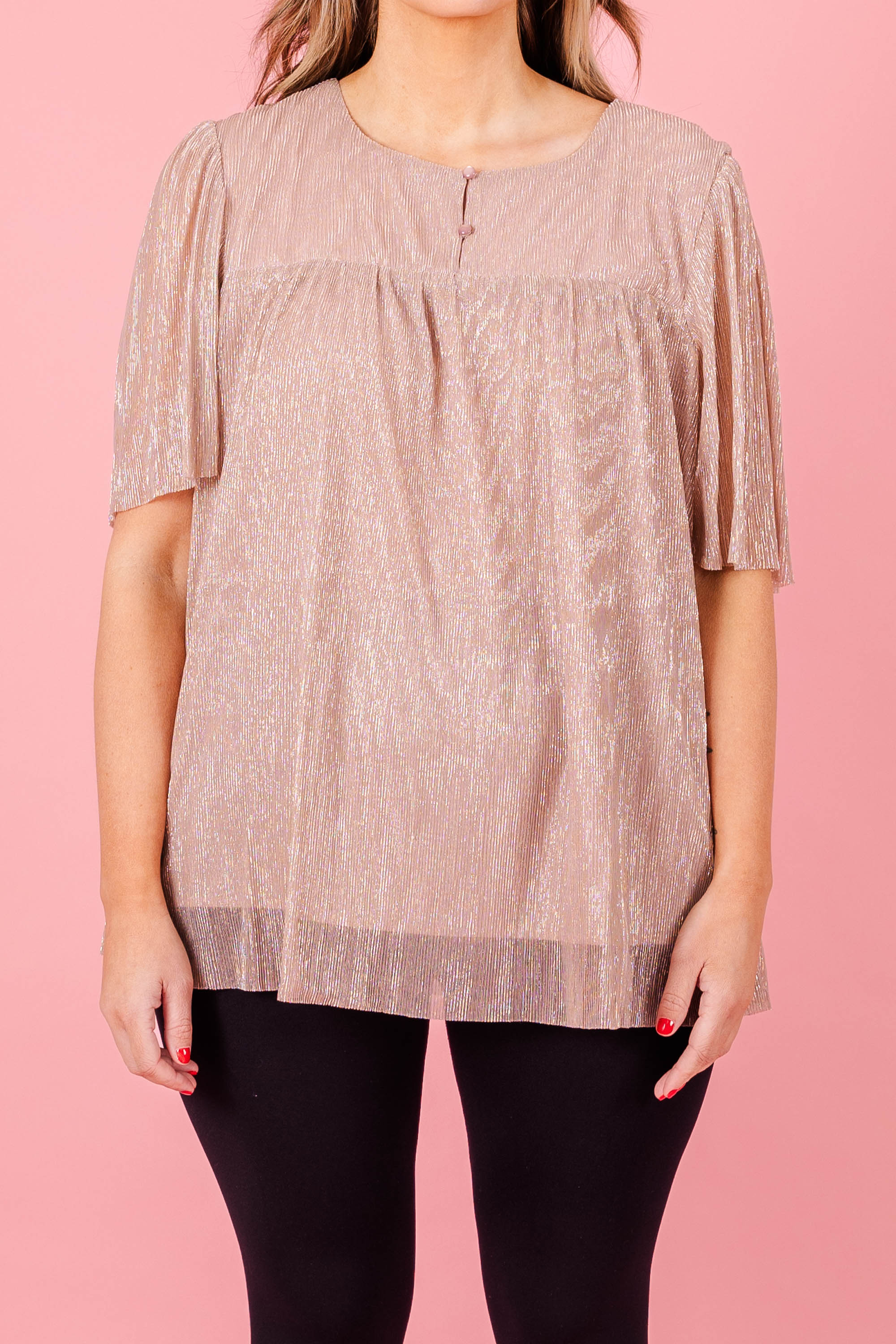 Grandeur Glam Top. Champagne