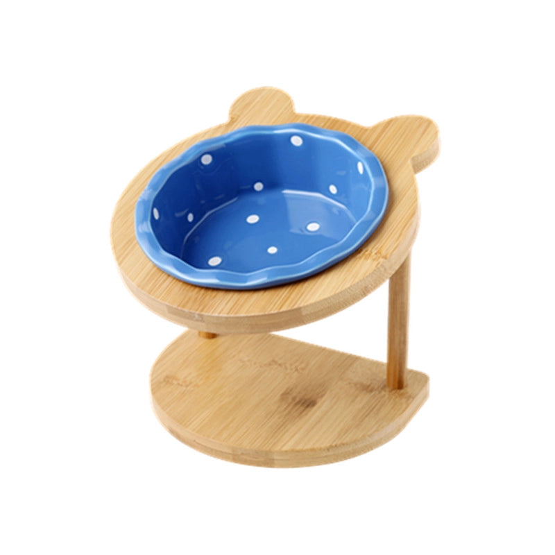 Ceramic Cat Bowl Stand Neck Protection Anti-black Chin Feeding Bowl Small Dog Teddy Inclined Cat Food Supplies