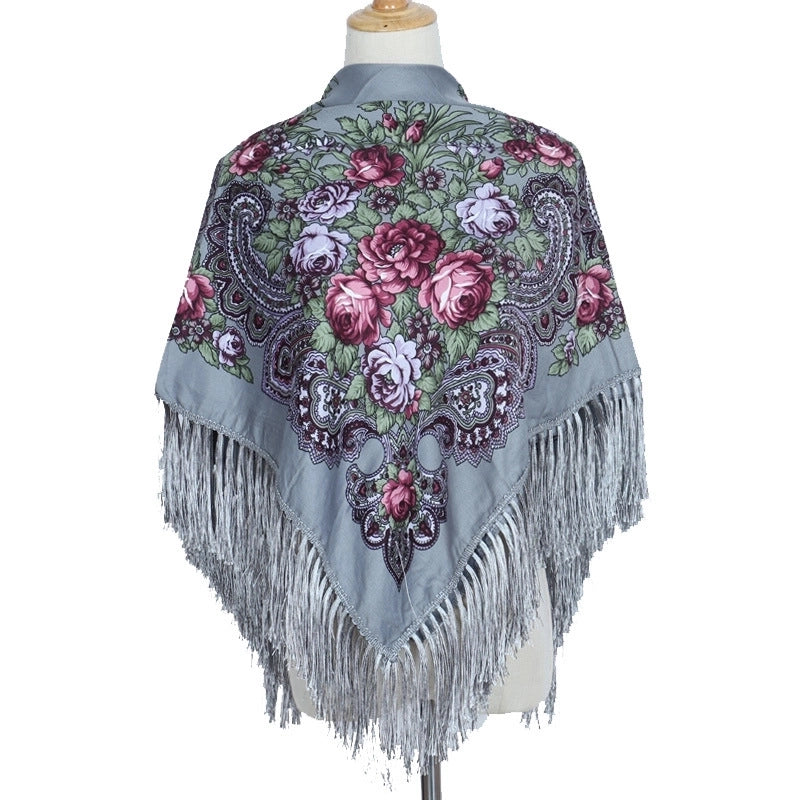 Women's Retro Ethnic Style Flower Cotton Polyester Blend Printing Shawl